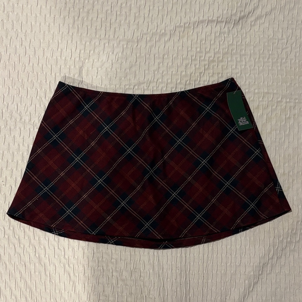 Wild Fable Tartan Mini Skirt in Red and Black